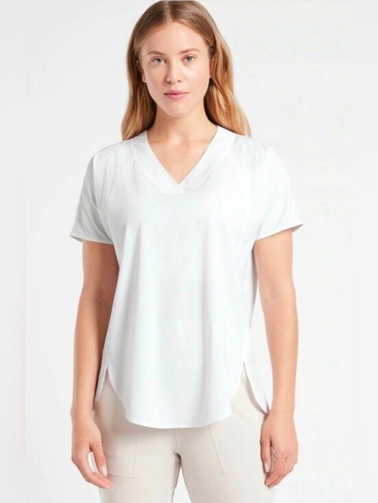 Athleta Tops - Athleta Zephyr V-Neck Tee White Size Medium NWT
